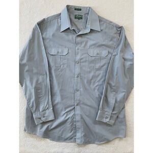 Hyde Park Button Down Shirt Mens XL Gray Long‎ Sleeve Safari Military Cargo Army
